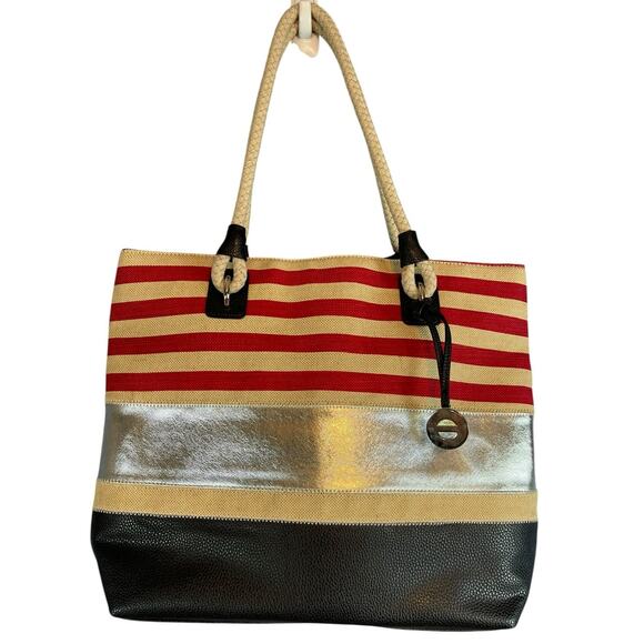 Nine West Beachy Nautical Tote Shoulder Bag Purse NWOT - Picture 1 of 5